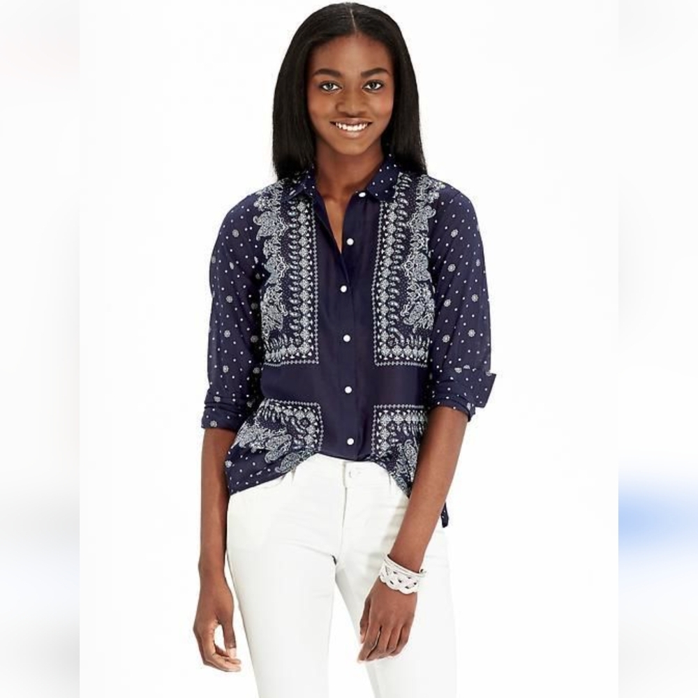 Old Navy bandana print long sleeve button-down top